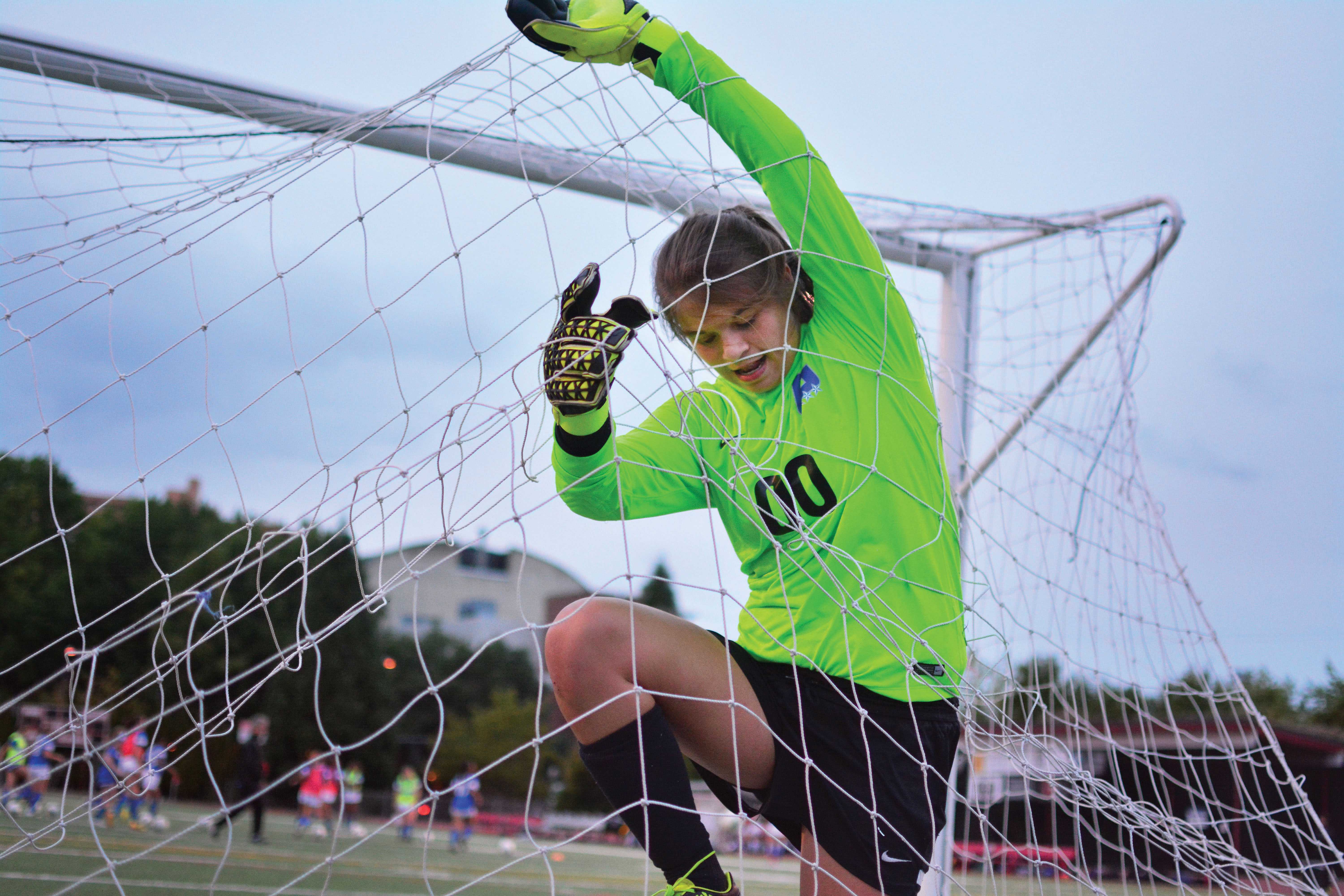 Scott Perkins, one of Sams’ coaches, says she has earned her spot on the field. “What we look for in a goalkeeper is someone who’s fearless, someone who isn’t afraid to take a risk,” he says. “We want someone back there who is very confident. And I think Rosey is all of those things.”