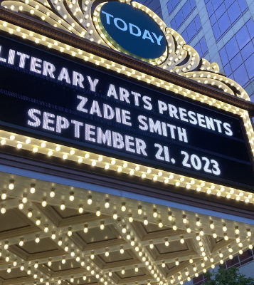 Arlene Schnitzer Concert Hall's announcement for the Zadie Smith event.
