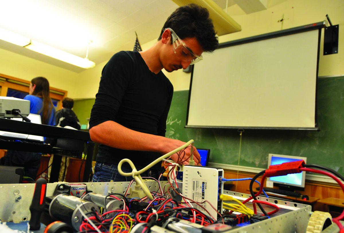 Al Moussawi has developed a keen interest in robotics, which qualifies as both a class and a club. He can oftentimes be found staying after school, working.