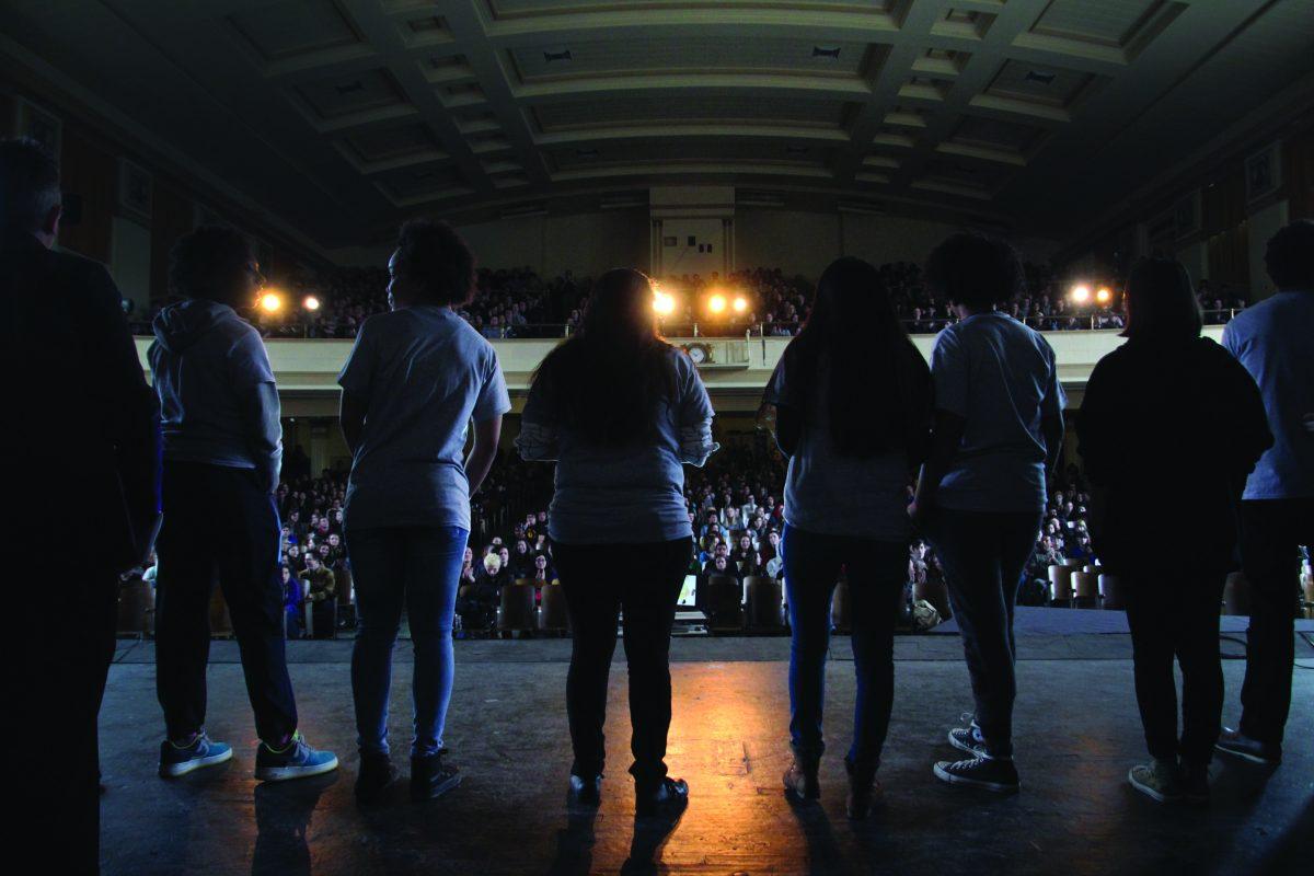 The school-wide race talks were followed by an assembly; at the assembly, student advocates for equity came together to share their stories and the message behind the event.