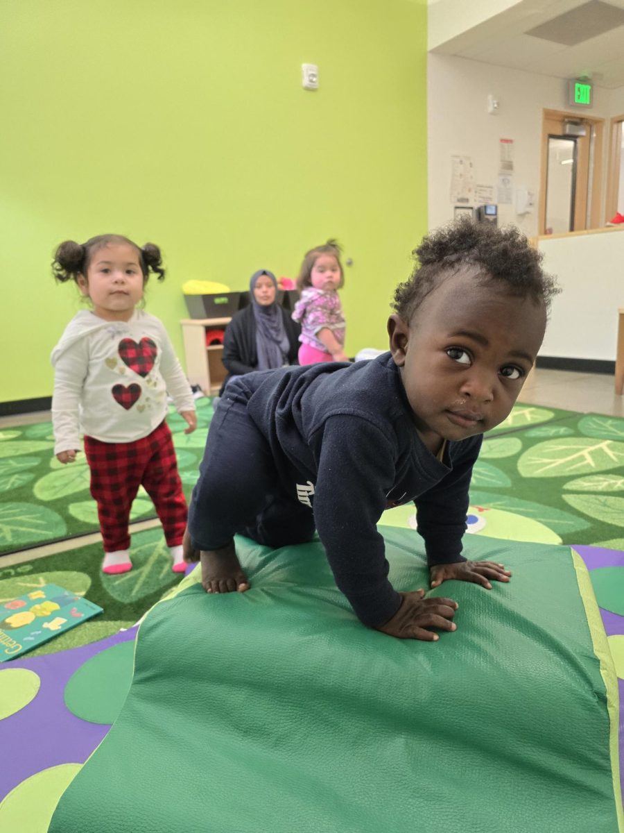 Infants ages 14 to 18 months strengthen their motor skills in Grant’s Albina Early Head Start classroom.