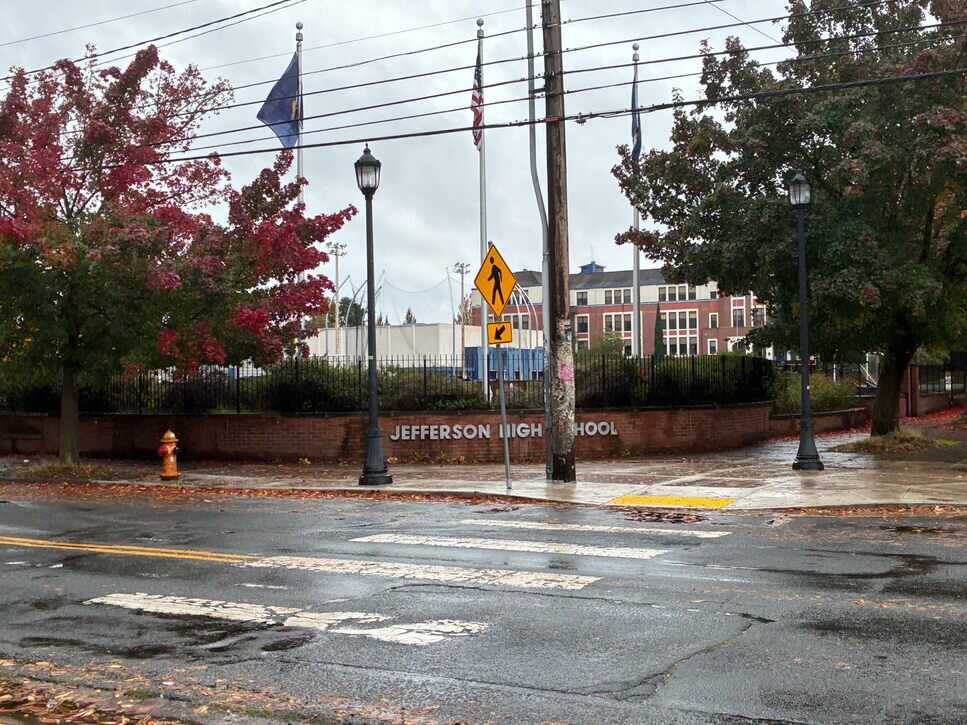 Exterior of the current, unrenovated, Jefferson High School.