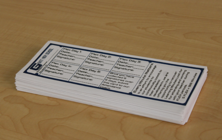 The attendance slip shown gives Grant High School students the opportunity to earn back "learning minutes lost."