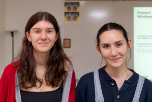 Cards for Kids Club Presidents Eliana Beckham (left) and Anna Winkle (right) became friends in their sophomore English class.